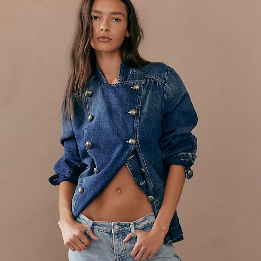 Free People We The Free Imogene Denim Officer Jacket XS